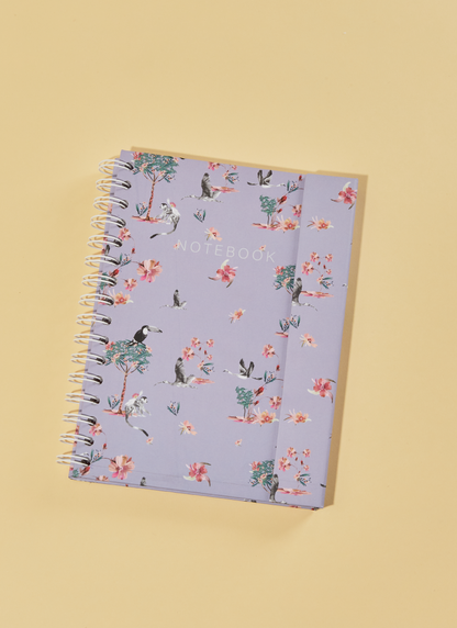 Cuaderno Rayado Mediano Aves y Flores