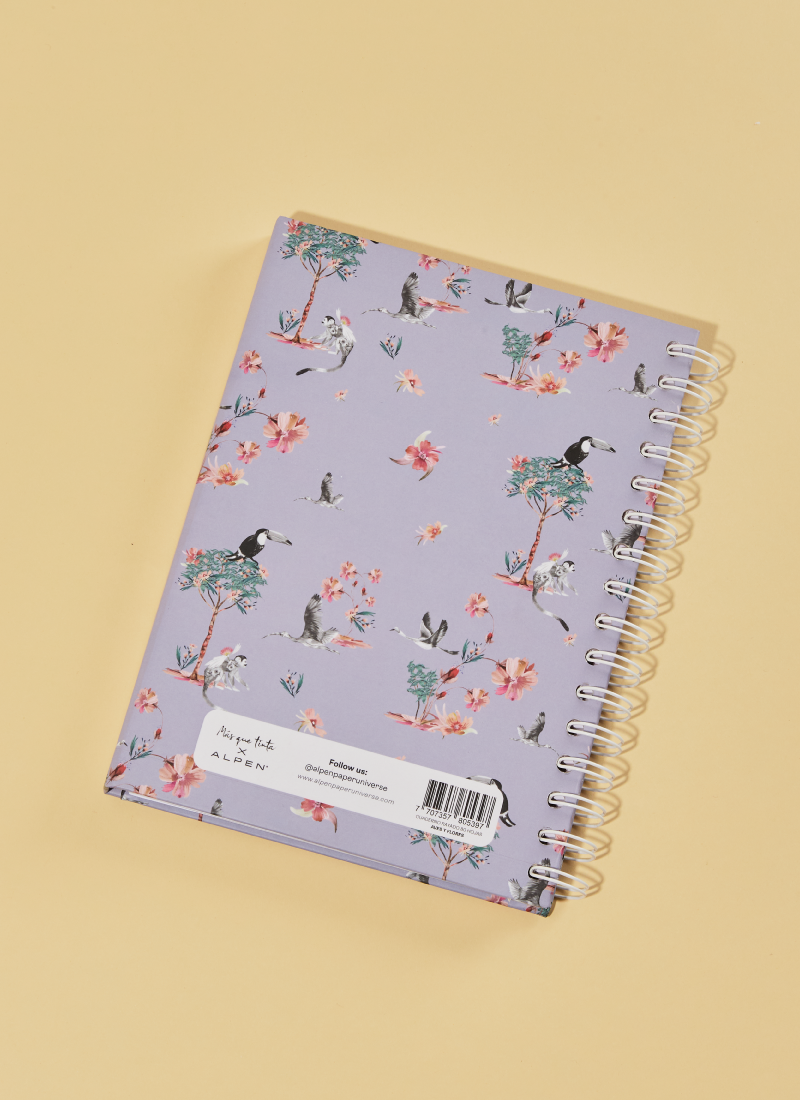 Cuaderno Rayado Mediano Aves y Flores